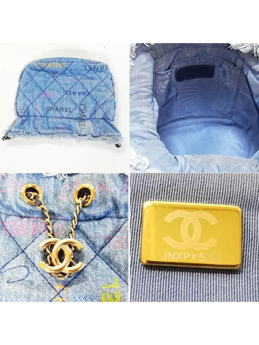 Chanel Denim Small Bucket Bag Blue